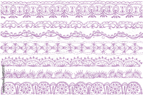 刺繍レースのライン　ガーリーイラスト