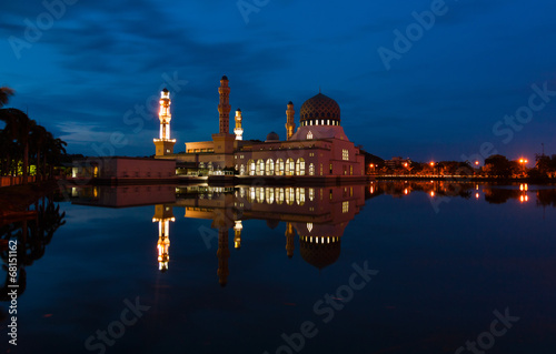 Kota Kinabalu city mosque at dawn in Sabah, Malaysia, Borneo