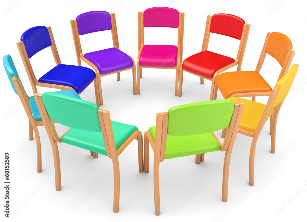 bunte Stühle im Kreis Stock Illustration | Adobe Stock