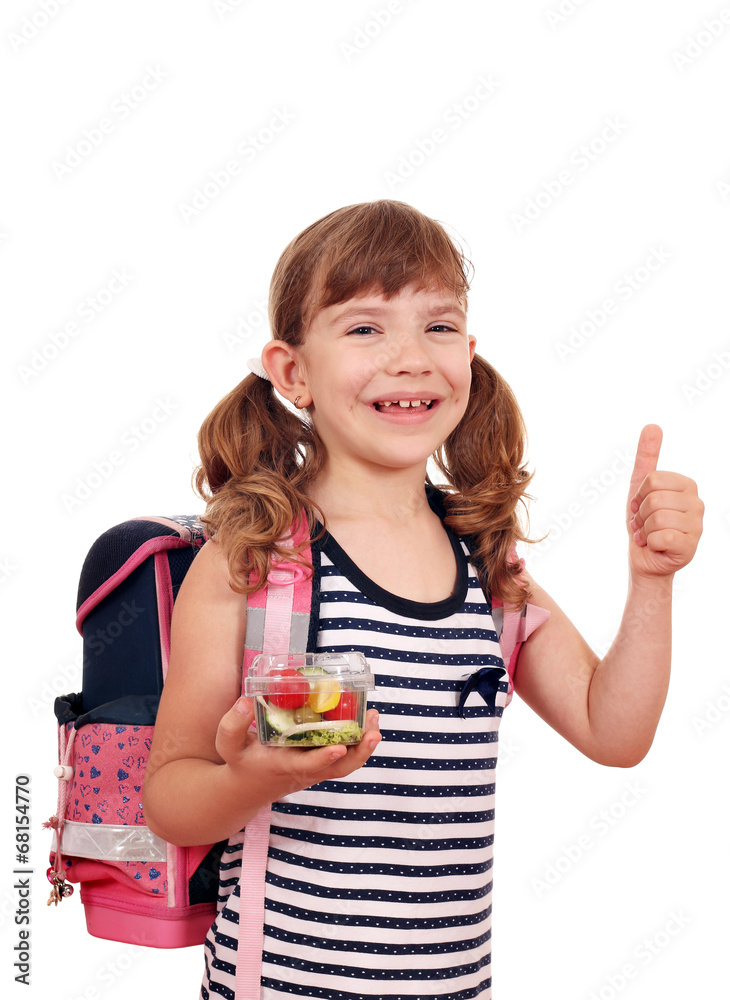 happy little girl holding healthy lunch for school happy little girl holding healthy lunch for school