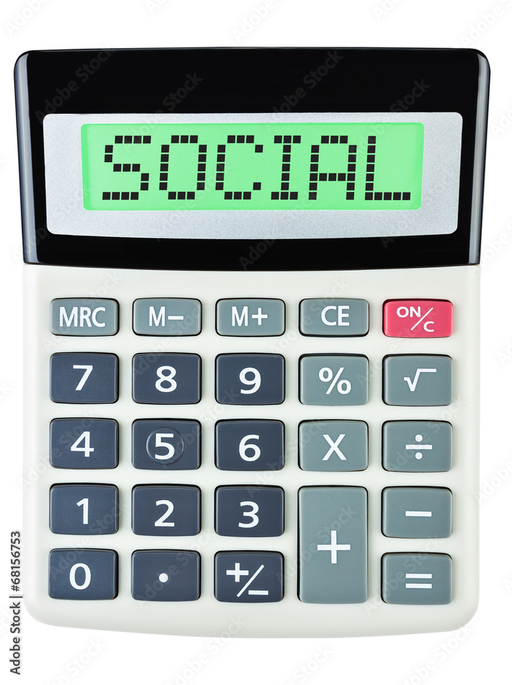 Calculator with SOCIAL on display isolated on white background Calculator with SOCIAL on display isolated on white background