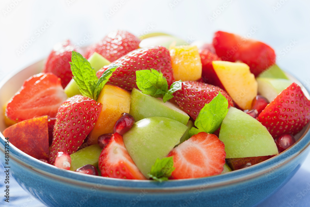fresh fruit salad with strawberry, apple, nectarine, pomegranate fresh fruit salad with strawberry, apple, nectarine, pomegranate