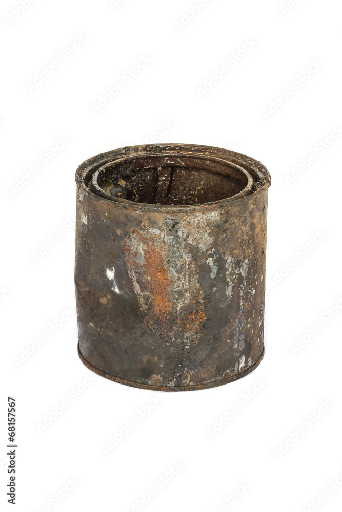 Rusty tin can on white background Rusty tin can on white background
