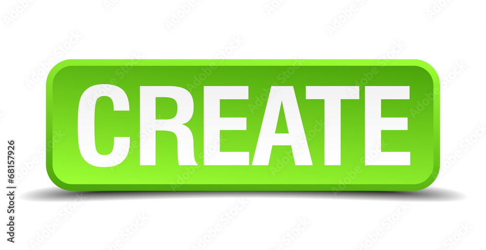 Create green 3d realistic square isolated button Create green 3d realistic square isolated button