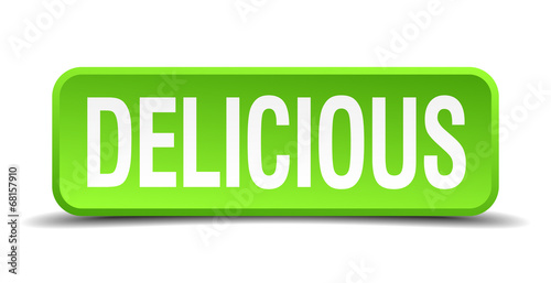 Delicious green 3d realistic square isolated button