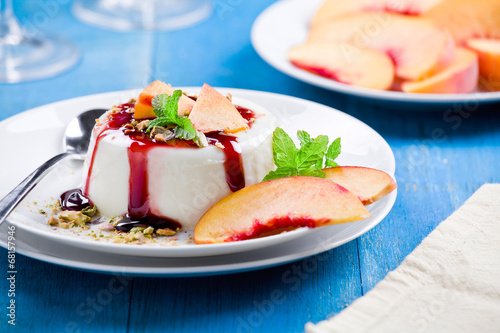 Peach Panna Cotta With Cherry Topping