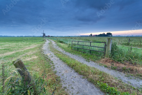 countryside ground road to windmill