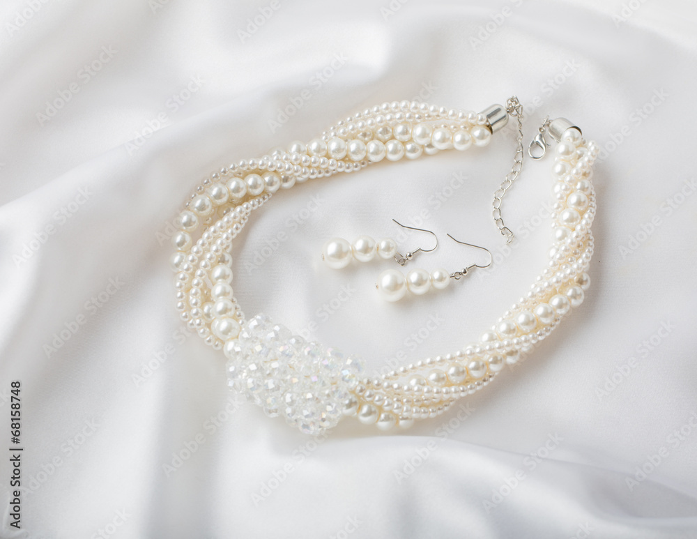 Pearl necklace on white background Pearl necklace on white background