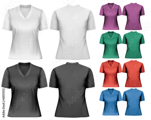 Female t-shirts. Design template. Vector.