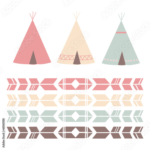 Colorful Teepee and Pattern in Pastel Colors