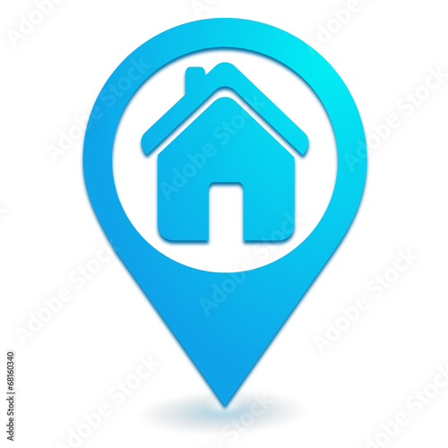 maison sur symbole localisation bleu