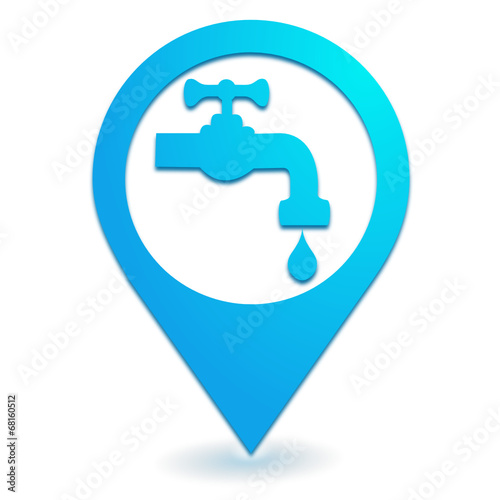 robinet point d'eau sur symbole localisation bleu
