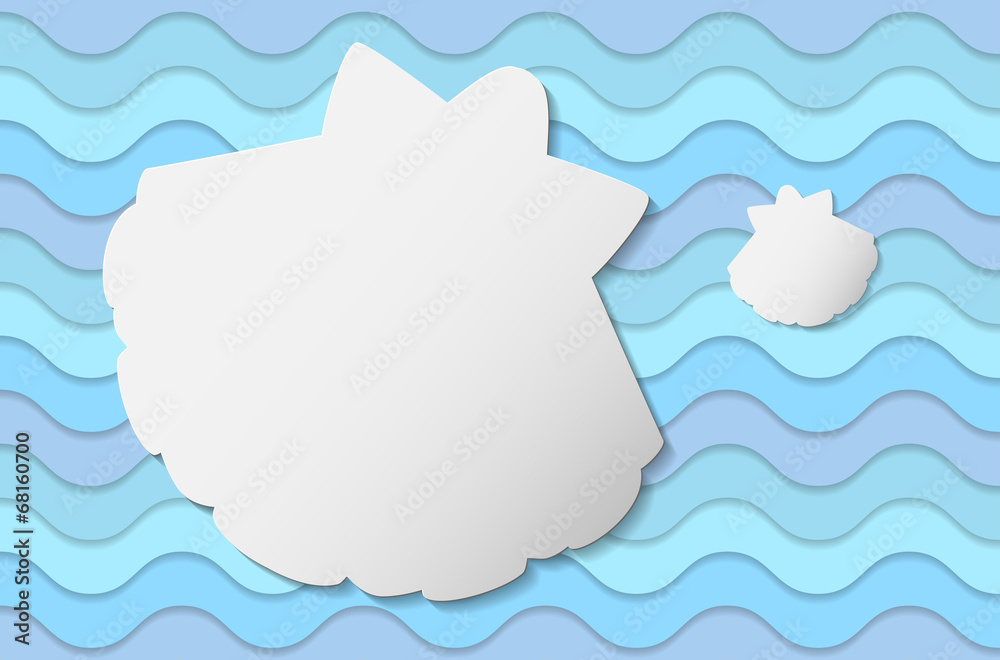 Wavy background with abstract seashell - place for text