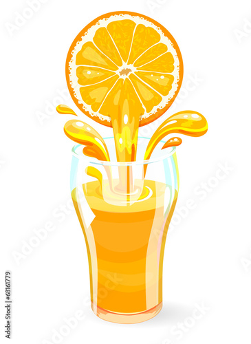 A glass with fresh orange juice