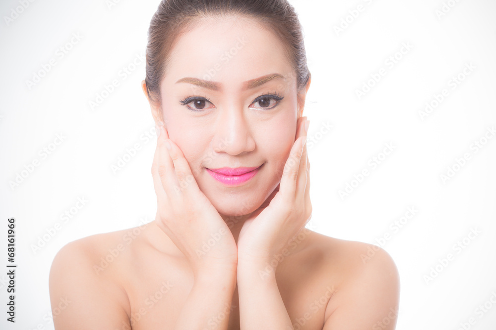 beautiful woman with perfect skin and face