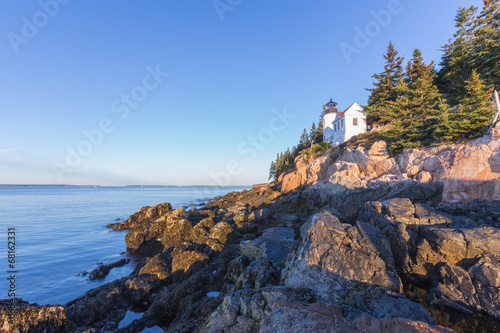 Bass Harbor lighthouse  in the morning sunlight