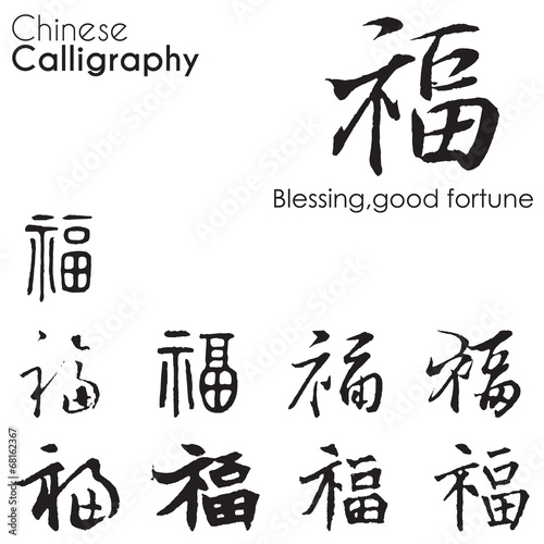 Various kind Chinese Calligraphy of "blessing,good fortune"