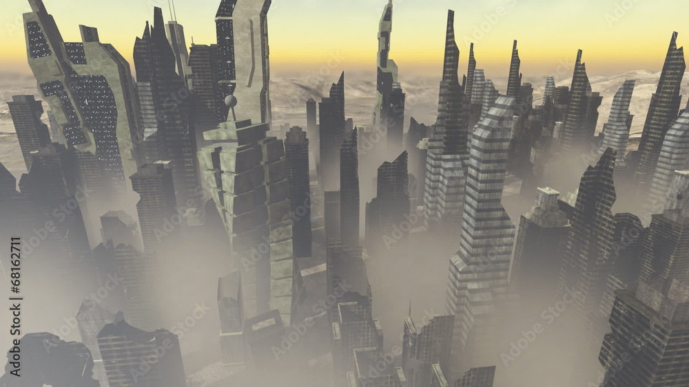Collapsing buildings with dust