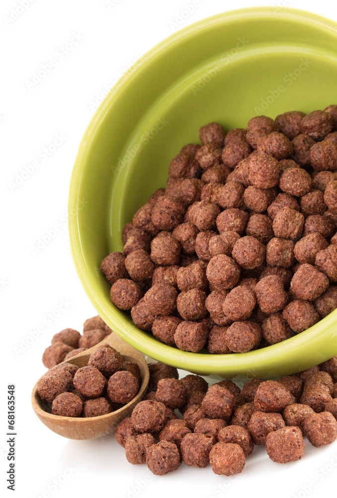cereal chocolate balls in bowl on white cereal chocolate balls in bowl on white