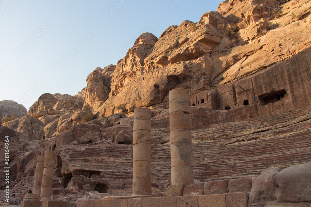 Amphitheatre and pillars in Petra, Jordan