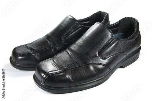 Men's leather shoes on white background