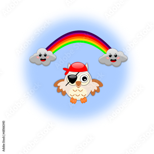 Icona arcobaleno con gufo pirata