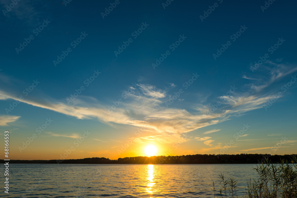 scenic landscape-sunset over the lake