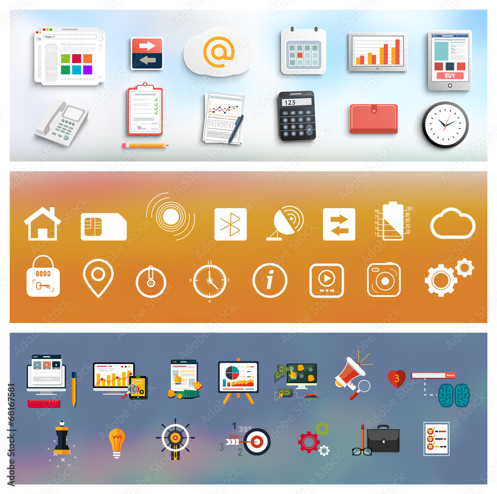 Workplace office and business work elements set Workplace office and business work elements set