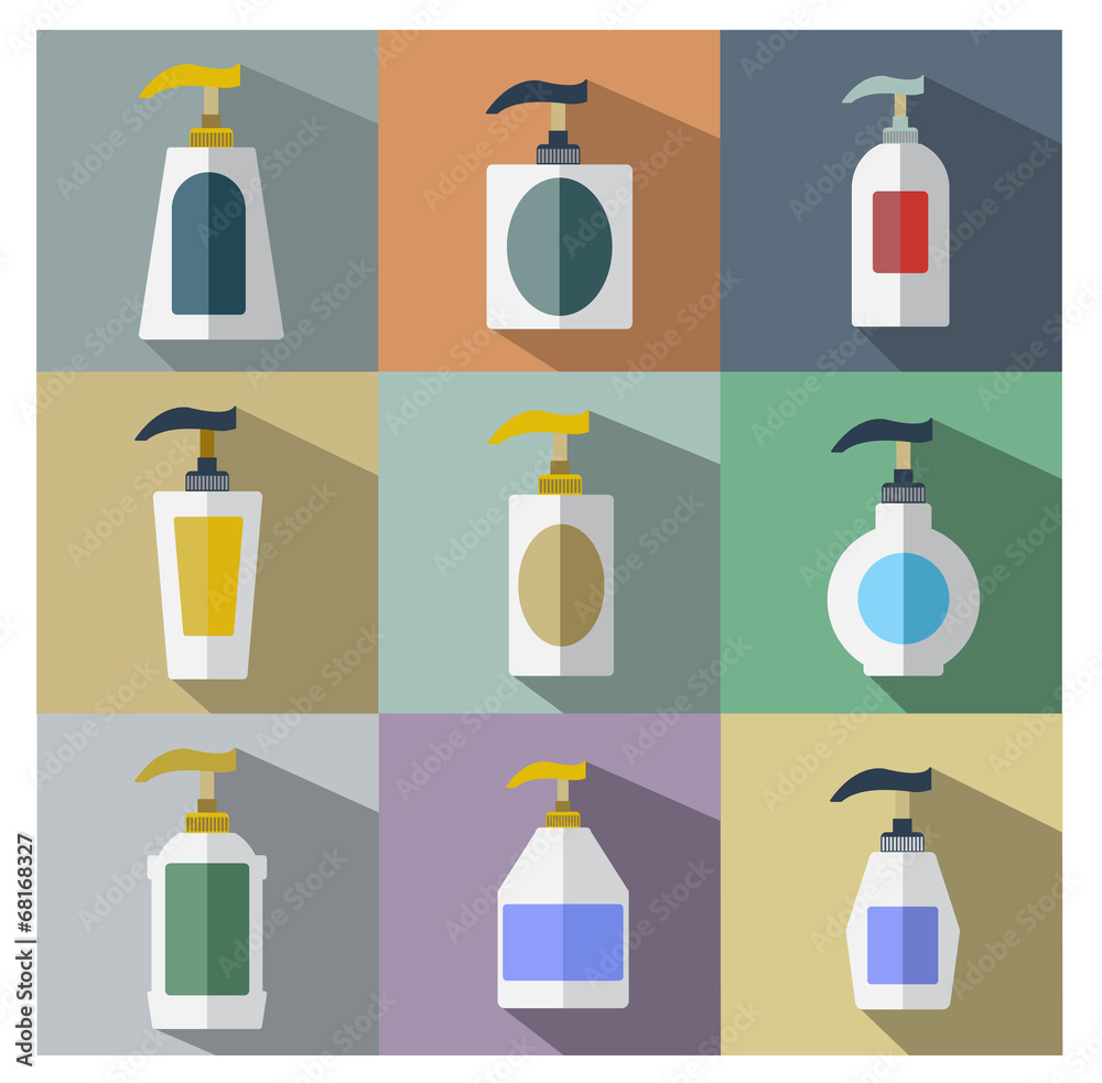 Set of Dispenser Pump Bottle Icon Set of Dispenser Pump Bottle Icon