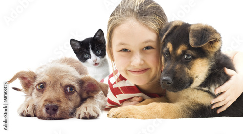 Photography child and set pets