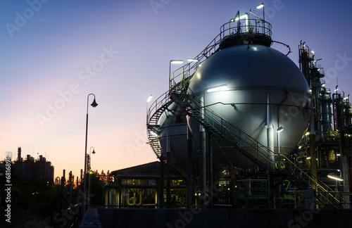 Sphere tank storage gas at dawn