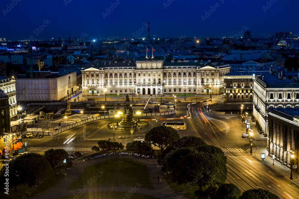 View of the square in front of the St Isaac's Cathedral  in St.-