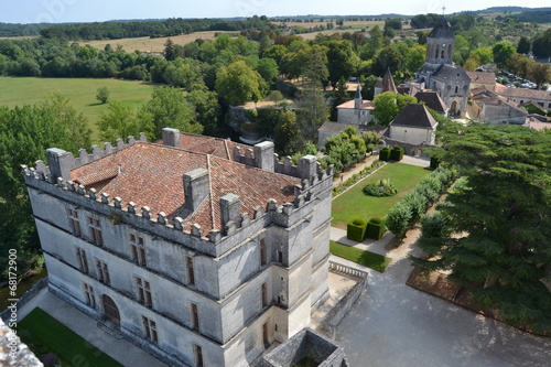 Bourdeilles castle from the keep of the medieval castle