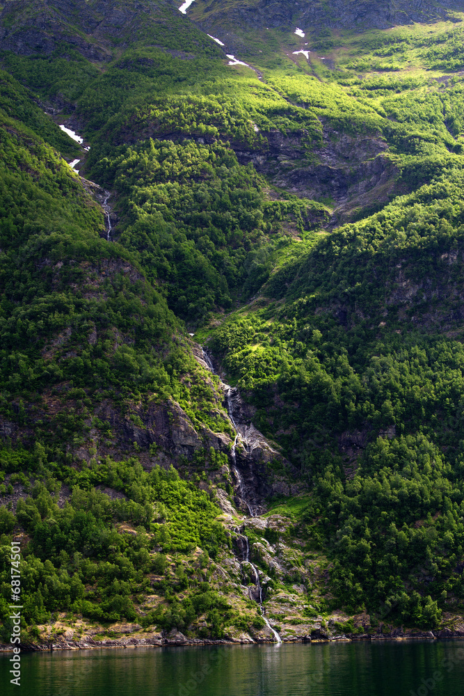 waterfall fjord