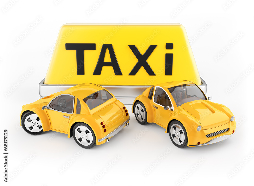 Taxi cabs and roof sign
