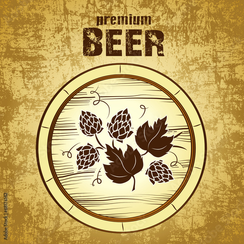 beer keg with hop for label, package