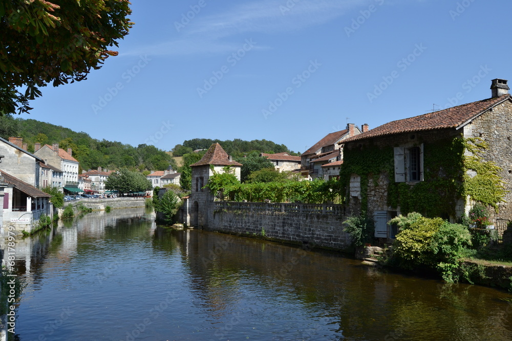river Dronne passing through the village of Brantome, France