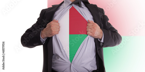 Businessman with Madagascar flag t-shirt