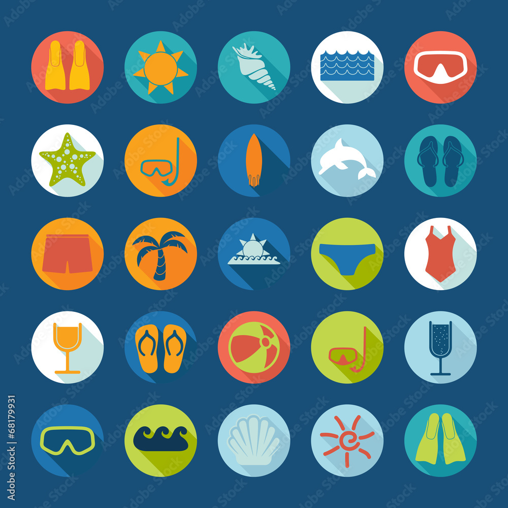 Set of summer tourism icons