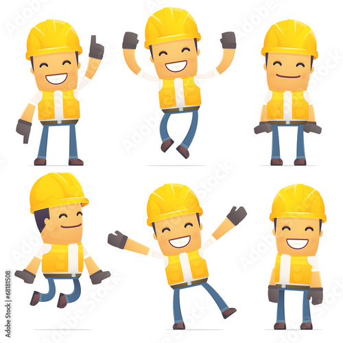 set of contractor character in different poses © artenot