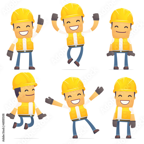 set of contractor character in different poses