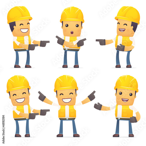 set of contractor character in different poses