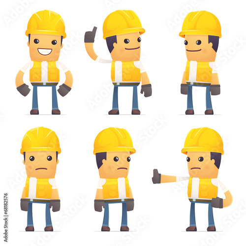 set of contractor character in different poses