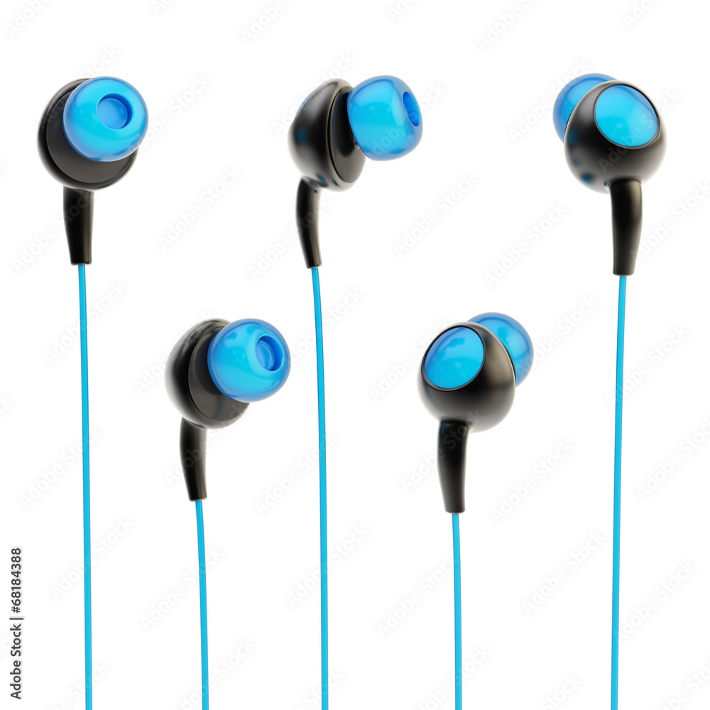 In-ear headphones isolated In-ear headphones isolated