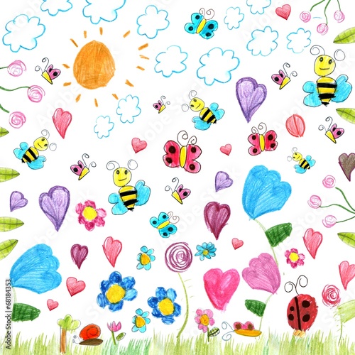 meadow scribbles - child drawings background