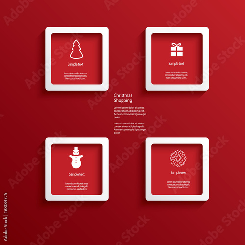 Christmas web or infographic elements in white frames