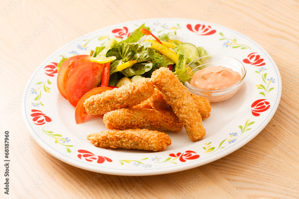 fish fingers with vegetables