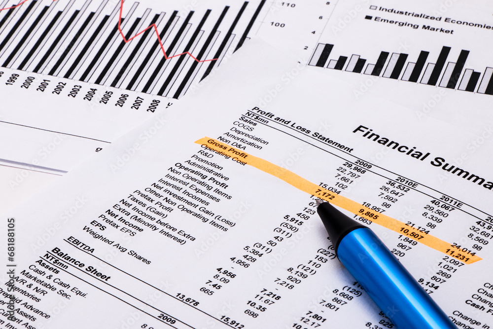 Fototapeta premium financial analysis concept including statistics graphs charts