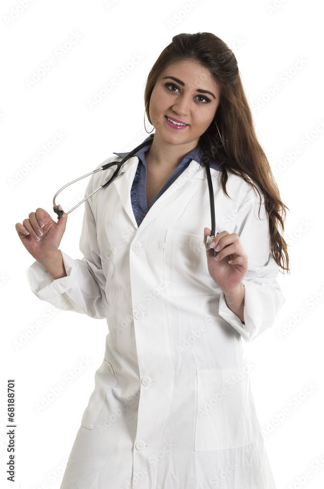 Young beautiful friendly female doctor with a stethoscope Young beautiful friendly female doctor with a stethoscope