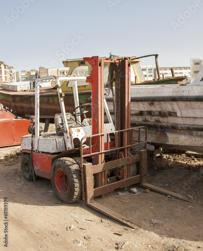 Used forklift truck in yard  photo